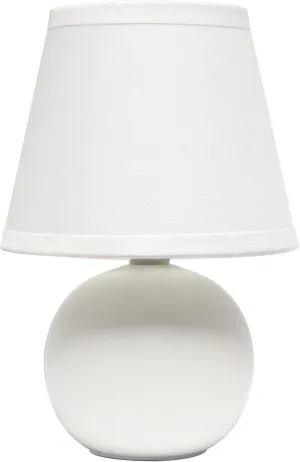 Simple Designs LT1196-OFF-2PK 8.66" 2-Pack Chic Little Globe Ceramic Table Lamp Set with Matching Tapered Shade, for Living Room, Bedroom, Office, Off White