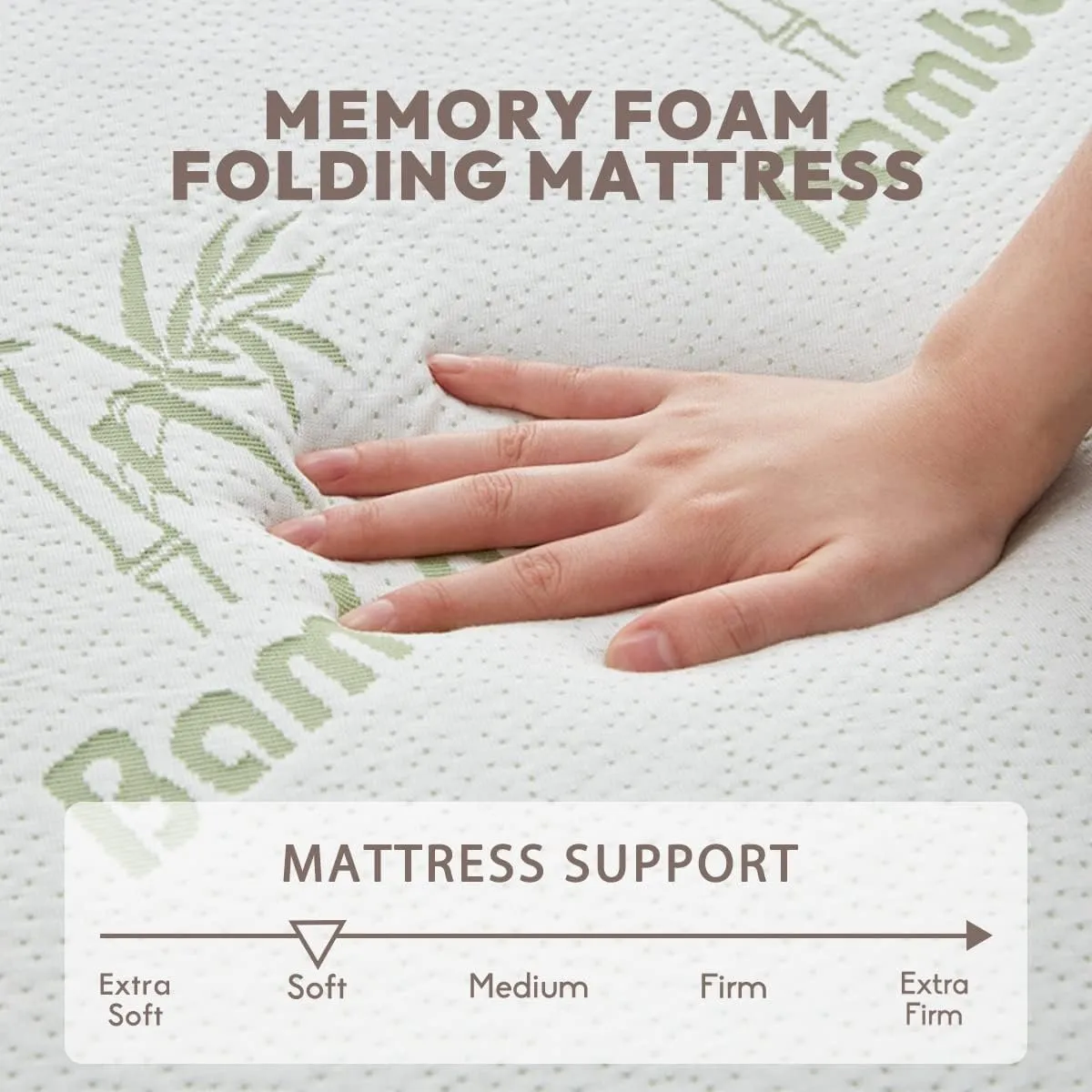 SINWEEK Memory Foam Folding Mattress, 4 Inch Foldable Trifold Mattress Topper, CertiPUR-US Certified Guest Bed with Cooling Cover & Waterproof Lining