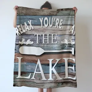 SiuSue Lake House Life Gifts Blanket, Boating Gifts, Fishing Gift, Rustic Cabin Decor, Lake Life Decor, Relax You're at The Flannel Throw Blanket for Couch Bed, 50x60 Inch