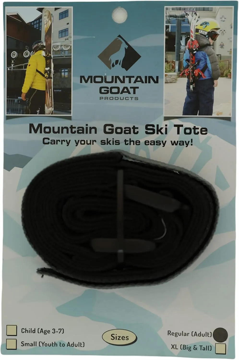 Ski Tote Ski Carrier Backpack Sling for Hands Free Ski Hiking Backcountry Lightweight Ski Backpack Compact Shoulder Strap for Carrying Skis and Poles Easily Transport Gear Adjustable for Adults and Kids