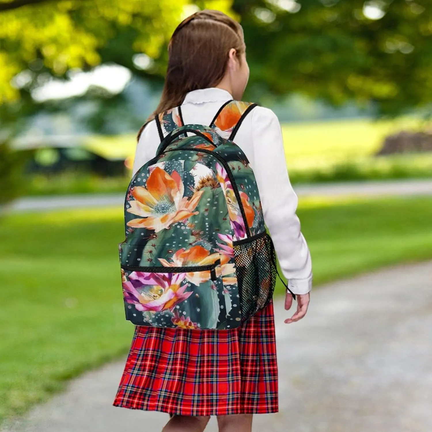 Small Backpacks Personalized Blooming Green Printing Travel Bag Lightweight Travel Backpack For Women Men