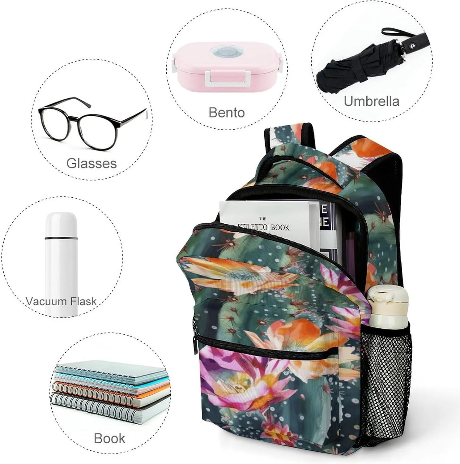 Small Backpacks Personalized Blooming Green Printing Travel Bag Lightweight Travel Backpack For Women Men