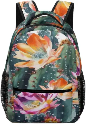 Small Backpacks Personalized Blooming Green Printing Travel Bag Lightweight Travel Backpack For Women Men