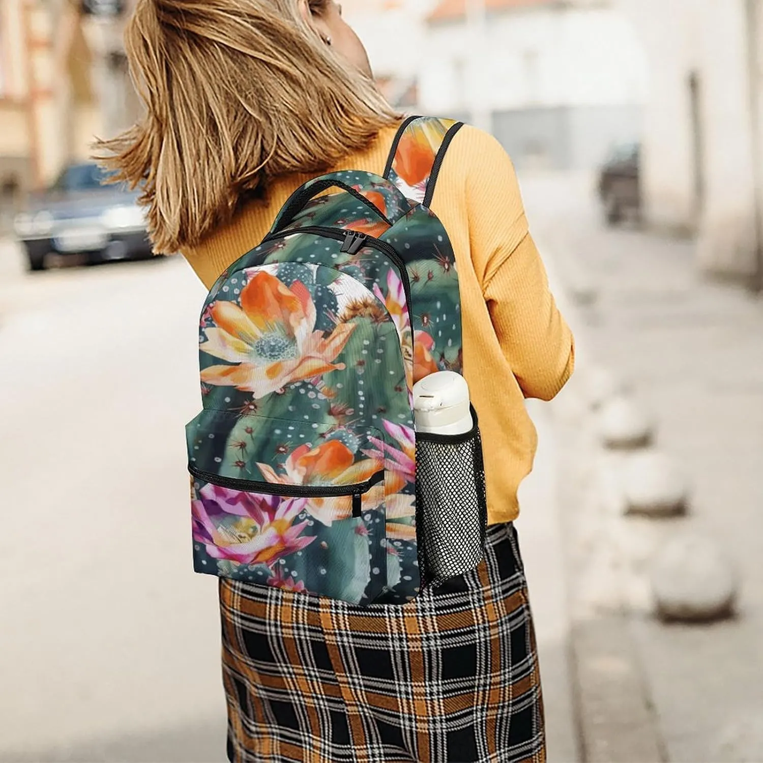 Small Backpacks Personalized Blooming Green Printing Travel Bag Lightweight Travel Backpack For Women Men