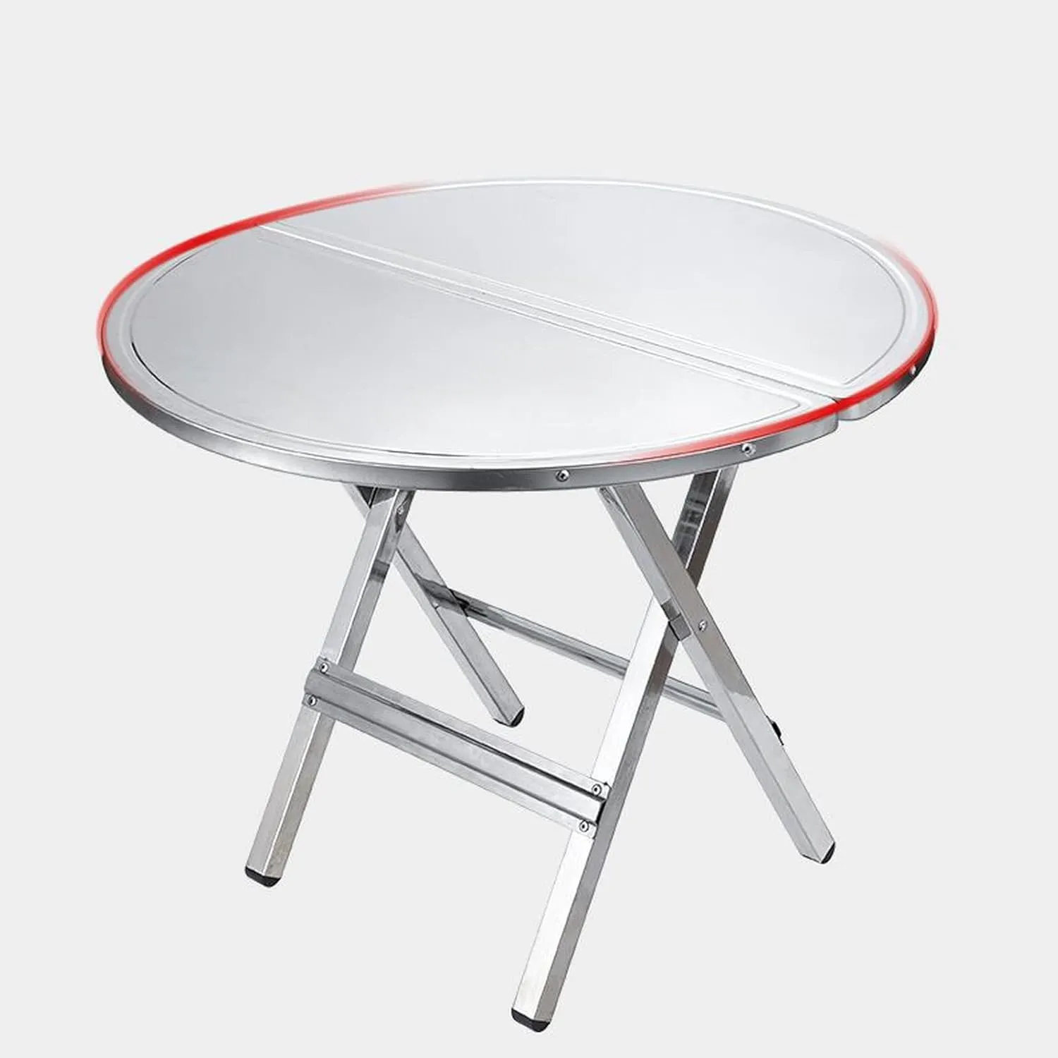 Small Folding Portables T*ain*Less S*te*els Table,Indoor Outdoor Lightweight Dining Table with Carrying Handle,fold in Half Small Card Tables for Travel Picnic Camping Cooking Hiking Grill
