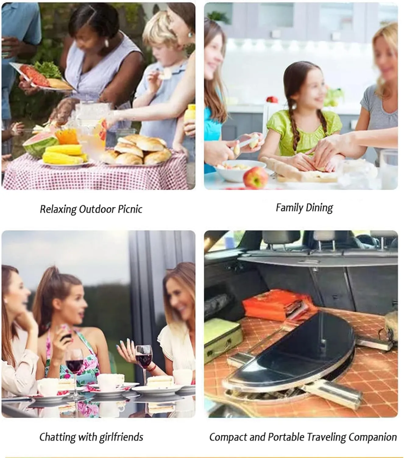 Small Folding Portables T*ain*Less S*te*els Table,Indoor Outdoor Lightweight Dining Table with Carrying Handle,fold in Half Small Card Tables for Travel Picnic Camping Cooking Hiking Grill