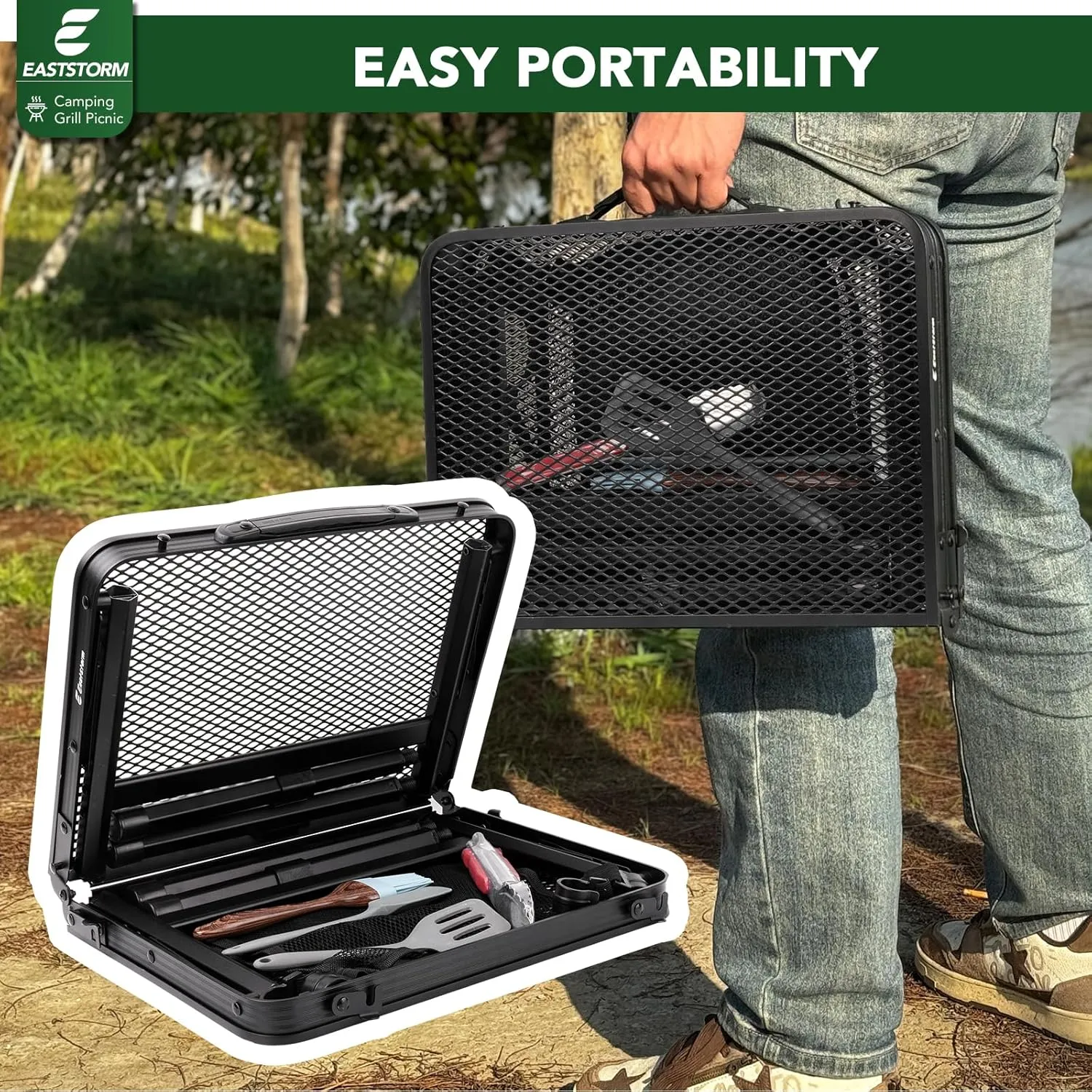 Small Folding Table, Easy for Storage, Compact and Portable Picnic Table for Grill, Outdoor Camping, Garden, Patio, Dining, BBQ, Party, Market, 2Ft (Small, Black)