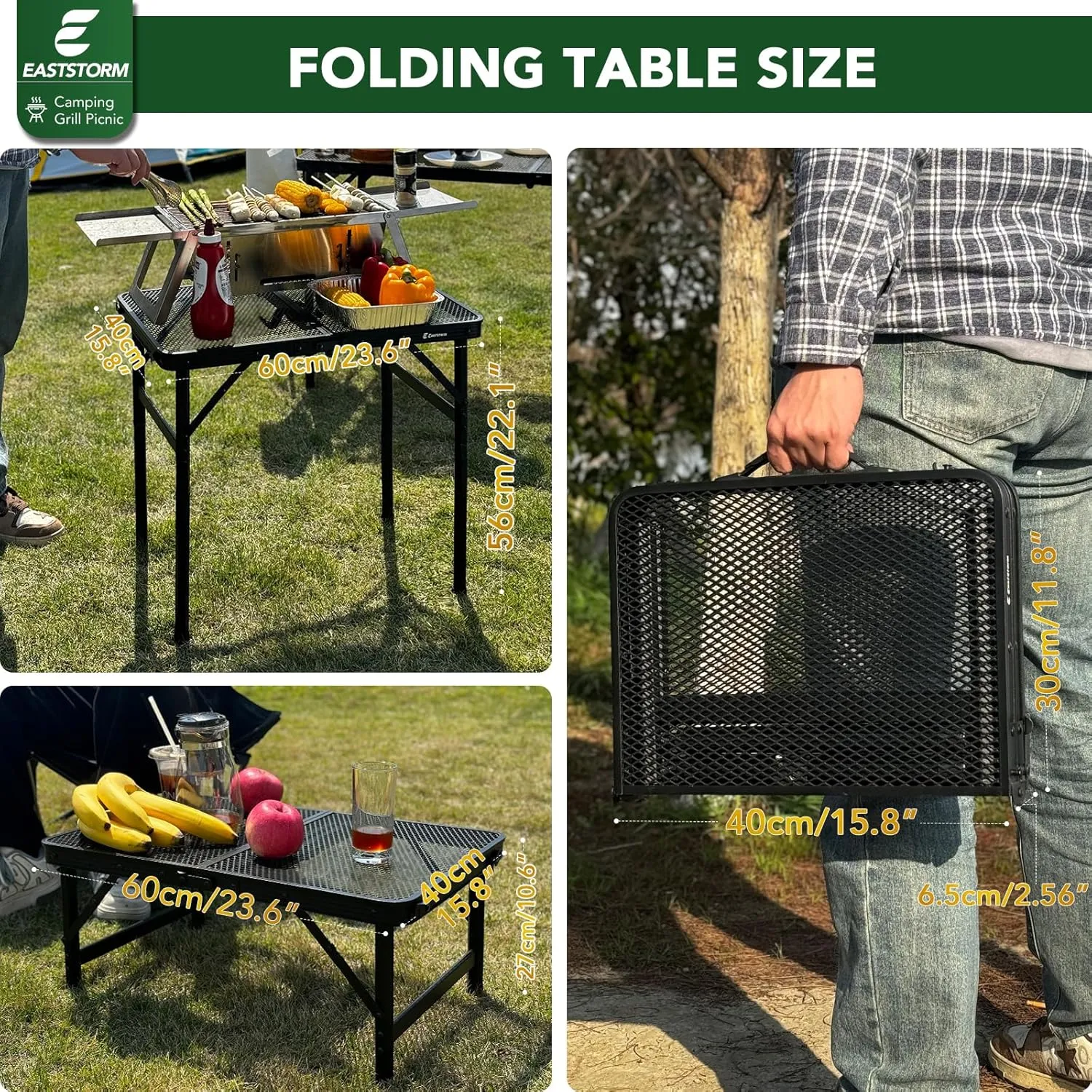 Small Folding Table, Easy for Storage, Compact and Portable Picnic Table for Grill, Outdoor Camping, Garden, Patio, Dining, BBQ, Party, Market, 2Ft (Small, Black)