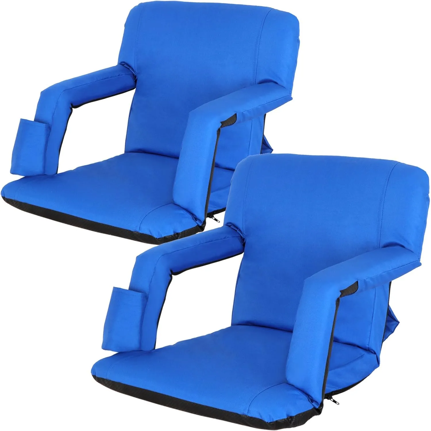 Smartxchoices 2-Pack Stadium Seat Chair Bleacher Seats 5-Reclining Positions Padded with Back Support Cushion Arms Pocket Portable Folding Seat with Shoulder Straps
