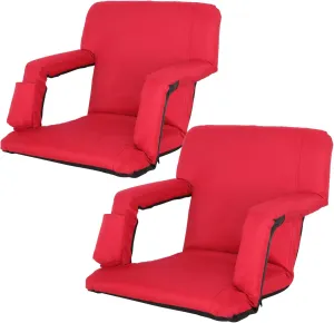 Smartxchoices 2-Pack Stadium Seat Chair Bleacher Seats 5-Reclining Positions Padded with Back Support Cushion Arms Pocket Portable Folding Seat with Shoulder Straps