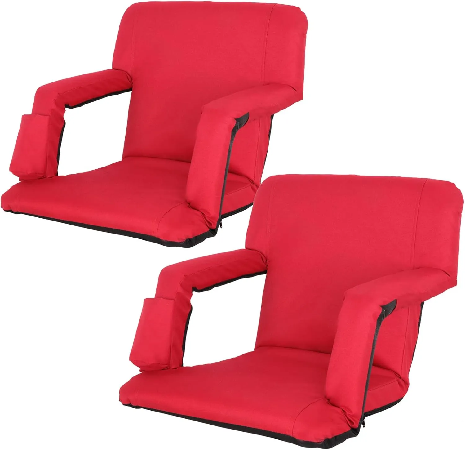 Smartxchoices 2-Pack Stadium Seat Chair Bleacher Seats 5-Reclining Positions Padded with Back Support Cushion Arms Pocket Portable Folding Seat with Shoulder Straps