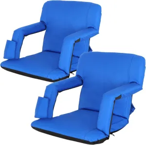 Smartxchoices 2-Pack Stadium Seat Chair Bleacher Seats 5-Reclining Positions Padded with Back Support Cushion Arms Pocket Portable Folding Seat with Shoulder Straps