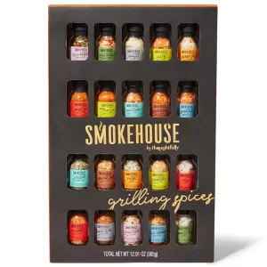 Smokehouse by Thoughtfully Ultimate Grilling Spice Set, Grill Seasoning Gift Set Flavors Include Chili Garlic, Rosemary and Herb, Lime Chipotle, Cajun Seasoning and More, Pack of 20