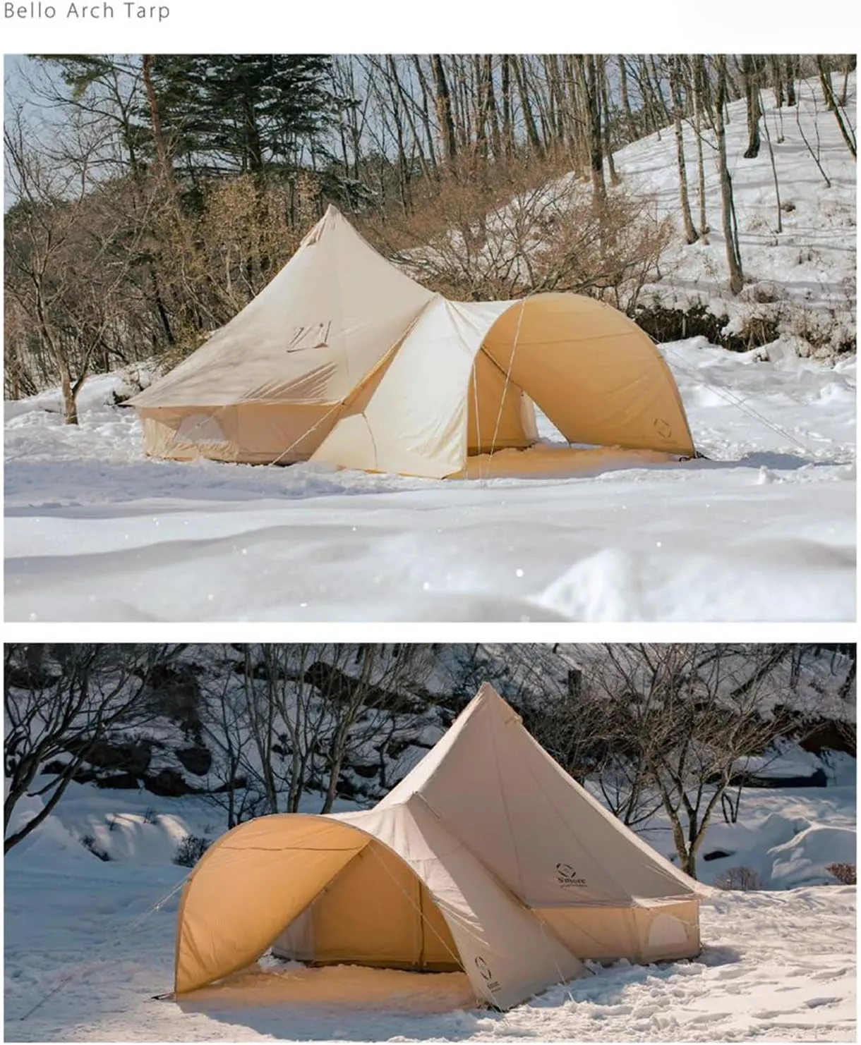 S'more Canvas Bell & Teepee Camping Tent, Water Resistant, Hot Tent with Stove Jack, 4 Season Outdoor Glamping Tent, Roomy Yurt & Tipi Tent for 3-6 Person Family, 10/13ft