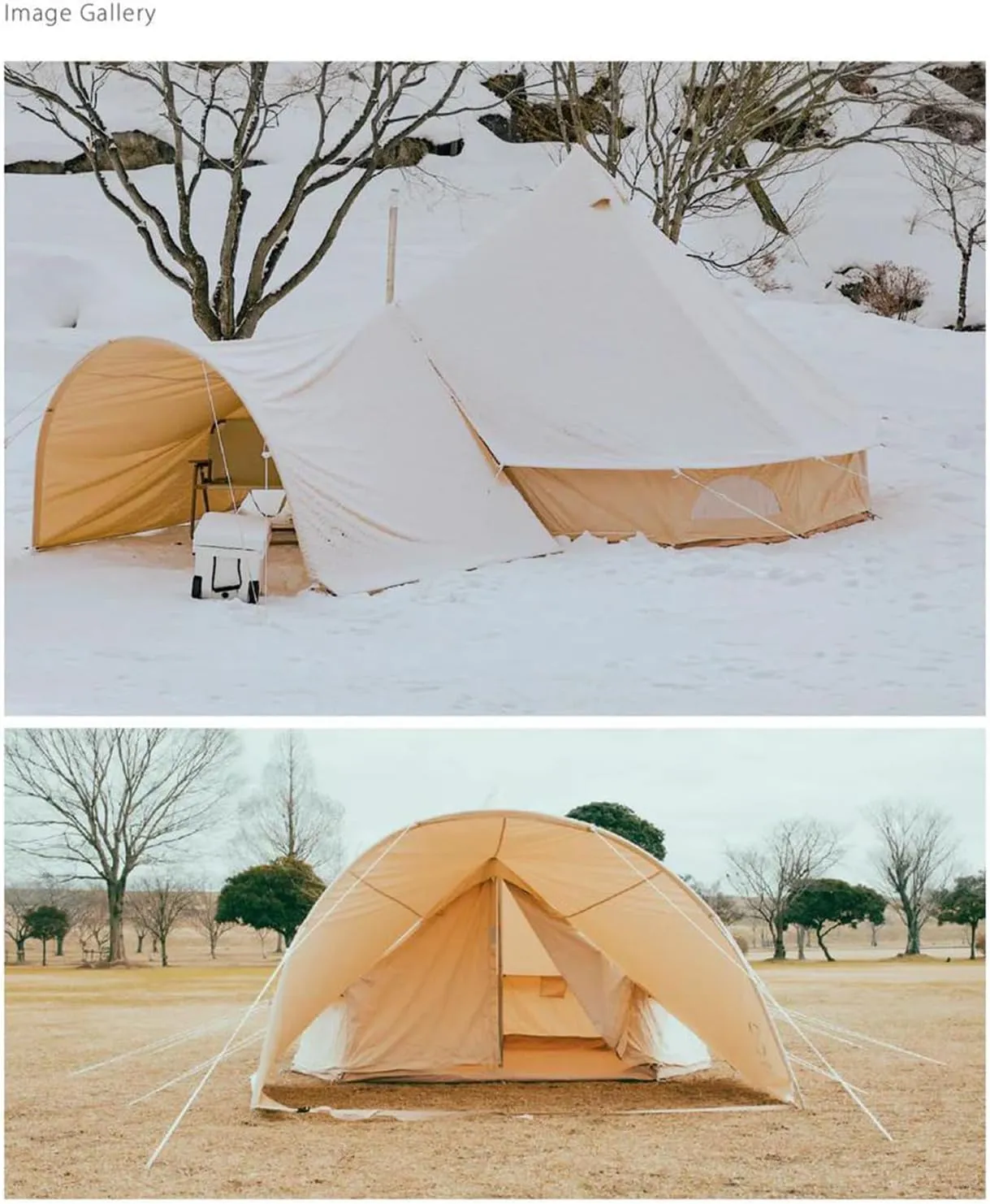 S'more Canvas Bell & Teepee Camping Tent, Water Resistant, Hot Tent with Stove Jack, 4 Season Outdoor Glamping Tent, Roomy Yurt & Tipi Tent for 3-6 Person Family, 10/13ft