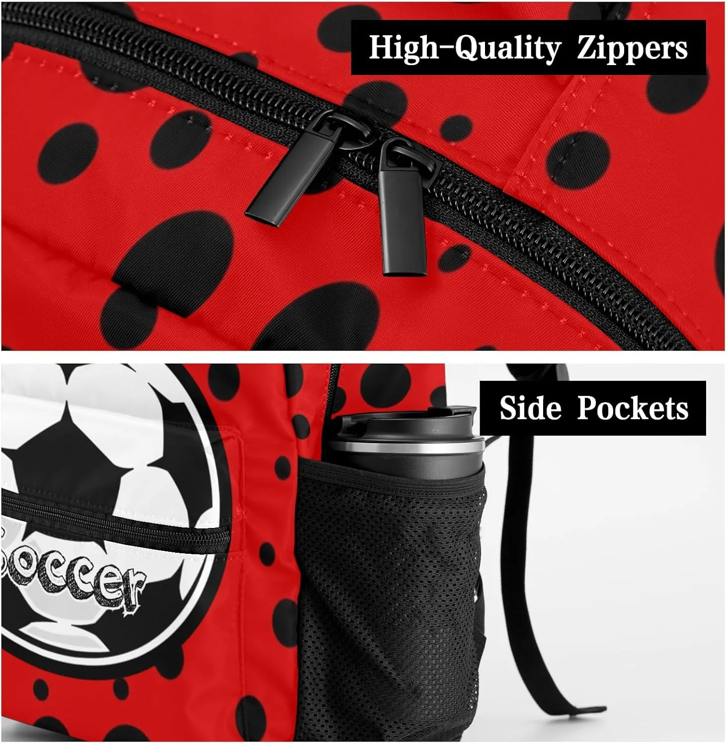 Soccer Ball Red Personalized Kids School Backpack Custom Name for Boys Girls Primary Daypack Bookbag Travel Bag