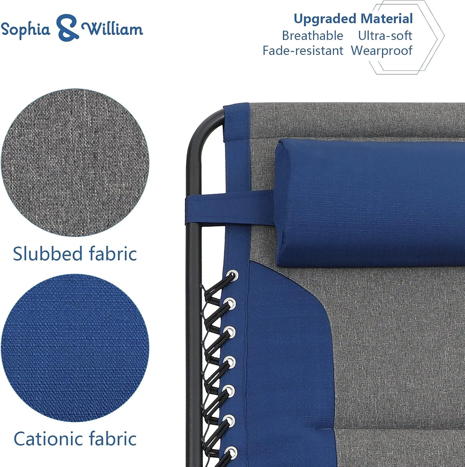 Sophia & William Oversize Zero Gravity Chair 2 Pack, Padded Lounge Chair with Free Cup Holder, Supports 350 LBS (Blue)