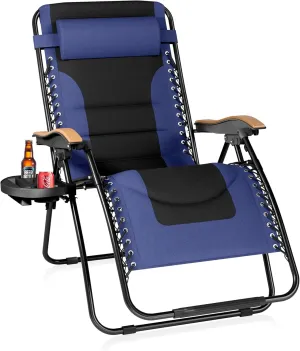 Sophia & William Oversize Zero Gravity Chair, Padded Recliner with Free Cup Holder, Supports 400 LBS (Blue)