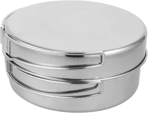 Sosoport Stainless Steel Pot Set Camping Cooking Utensils 4-Piece Camping Pan Kit for Outdoor Cooking