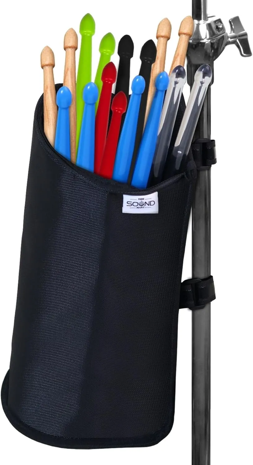 Sound Mart Drum Sticks Holder - 3.5 x 9.5 Inches - Holds 7 Pairs - Strong Stitching, Non-Slip, Easy Install - Drumstick Holder for Electric Drum Set