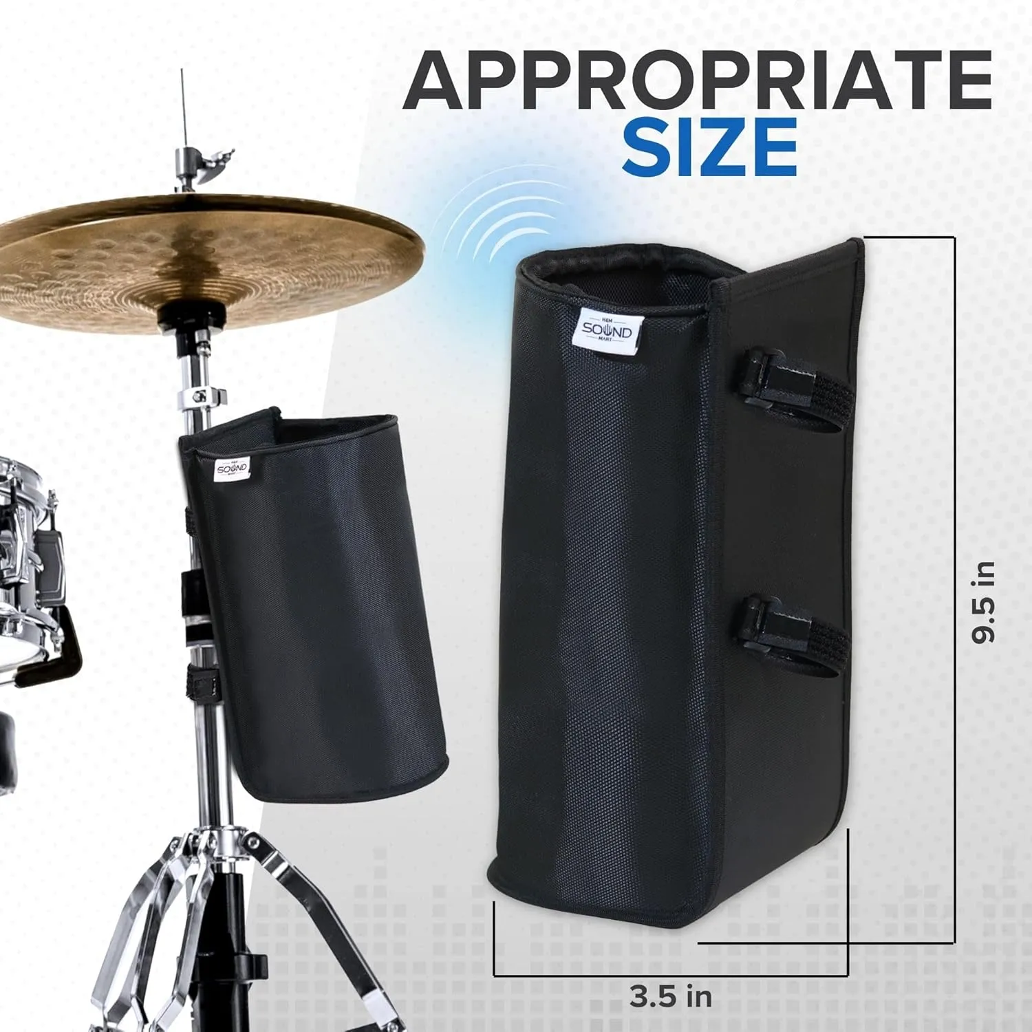 Sound Mart Drum Sticks Holder - 3.5 x 9.5 Inches - Holds 7 Pairs - Strong Stitching, Non-Slip, Easy Install - Drumstick Holder for Electric Drum Set