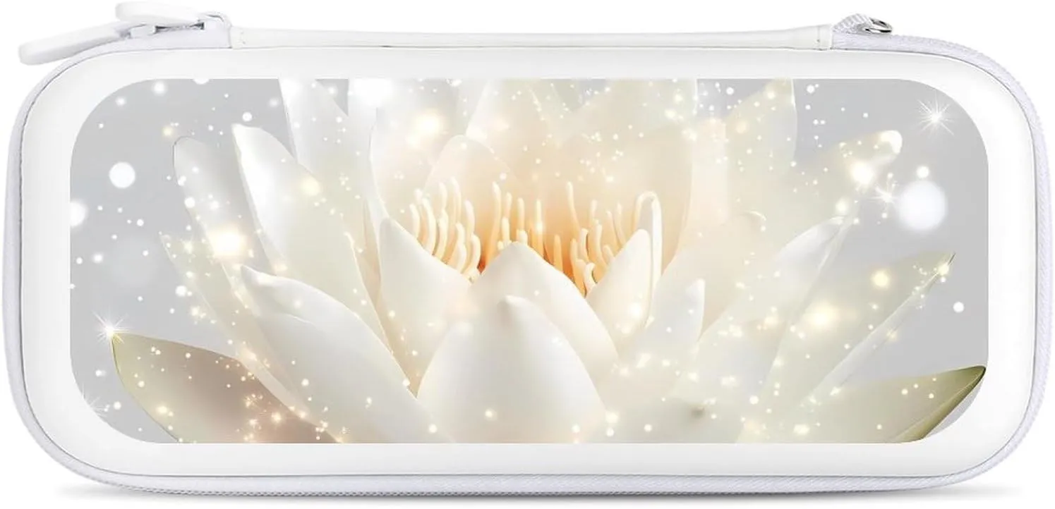 Sparkles Lotuss Flower Compatible with Switch Carrying Case Hard Travel Game Bag Pouch with 15 Games Accessories