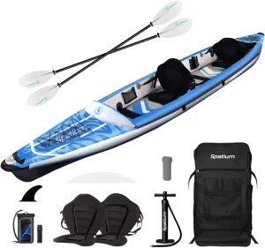 Spatium Inflatable Kayak 2 Person Fishing Kayak Inflatable Kayaks Drop Stitch Kayak Touring Inflatable Kayaks for Fishing for Adult