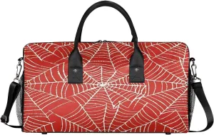 Spiders Web Travel Duffle Bag for Women Men Foldable Waterproof Weekender Bag Carry on Tote for Overnight Sports Gym Red