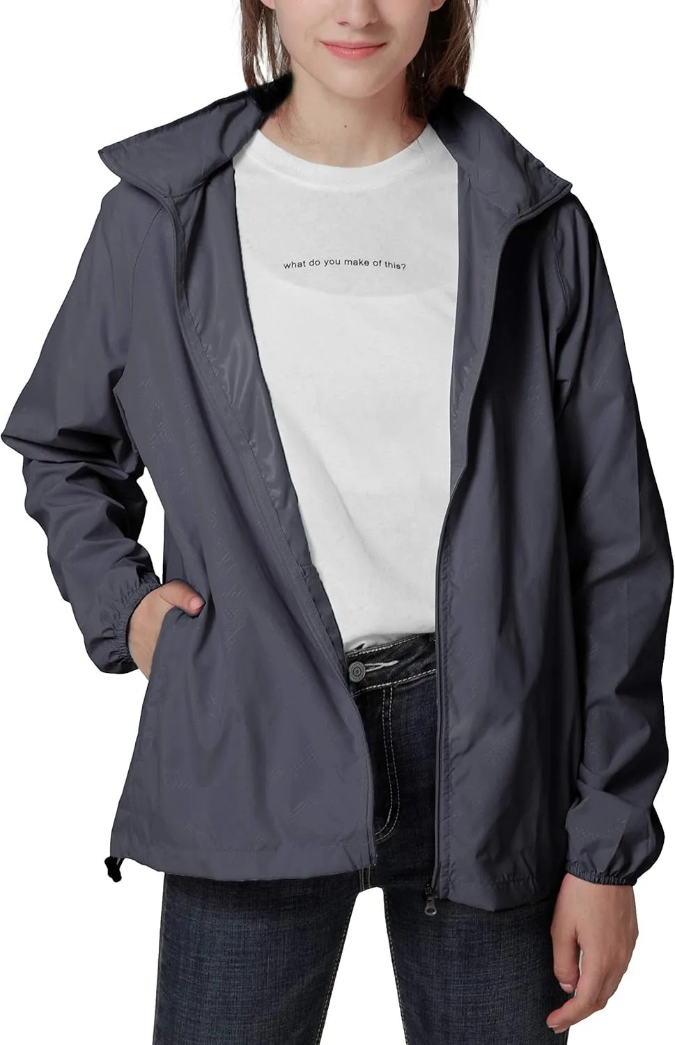 Spmor Women's Lightweight Waterproof Jacket Packable Windbreaker Running Coat