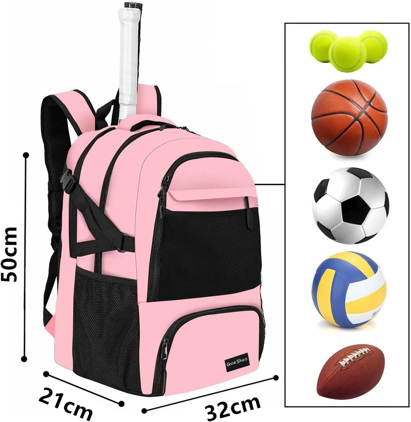 Sport Backpack - Multifunctional Sports Bag for Tennis, Badminton, Basketball etc, With shoe compartment