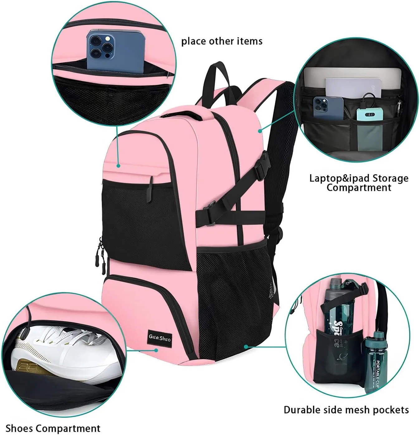 Sport Backpack - Multifunctional Sports Bag for Tennis, Badminton, Basketball etc, With shoe compartment