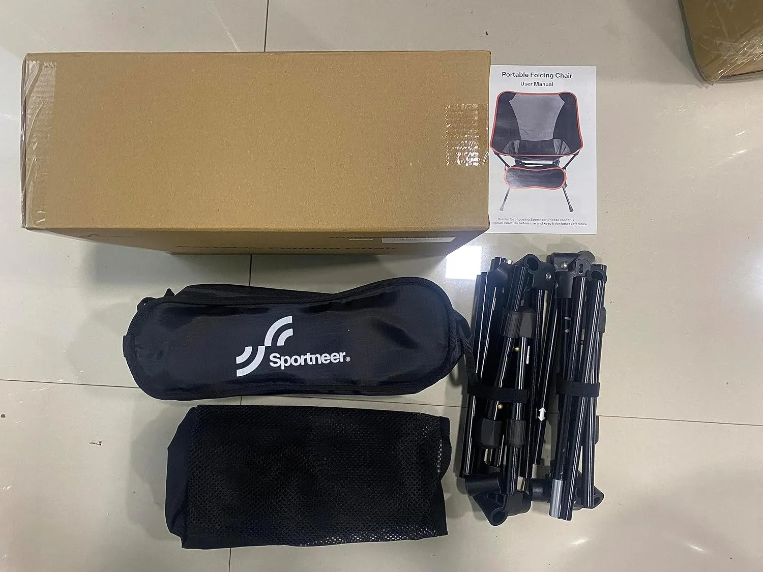 Sportneer Camping Chairs, Lightweight Outdoor Chairs with 2 Side Pockets & Storage Bag, Foldable & Portable Lawn Chairs for Camping Hiking Lawn Picnic Beach Outdoor Travel (1, Black)