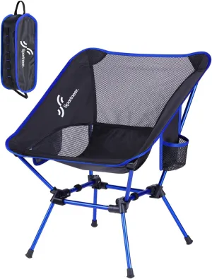 Sportneer Camping Chairs, Lightweight Outdoor Chairs with 2 Side Pockets & Storage Bag, Foldable & Portable Lawn Chairs for Camping Hiking Lawn Picnic Beach Outdoor Travel (1, Blue)