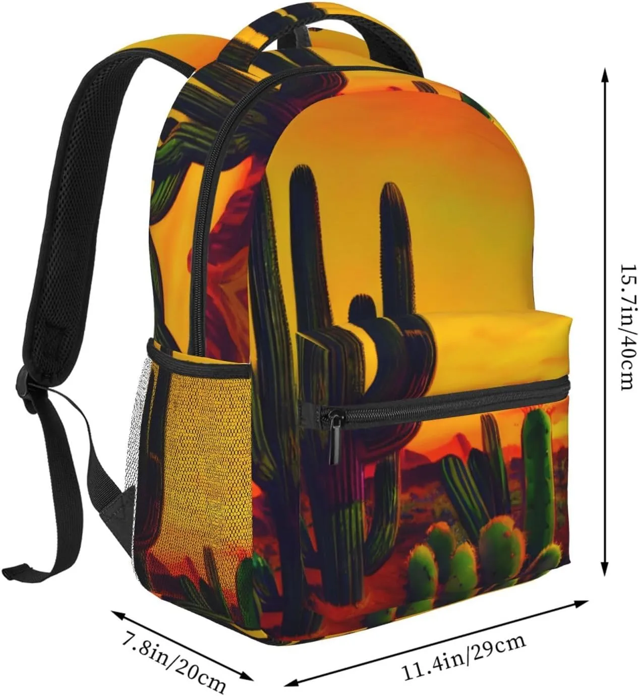 SSIMOO Cactus In Desert Leisure Lightweight Double-Shoulder Backpack,Simple Canvas, And Spacious Design