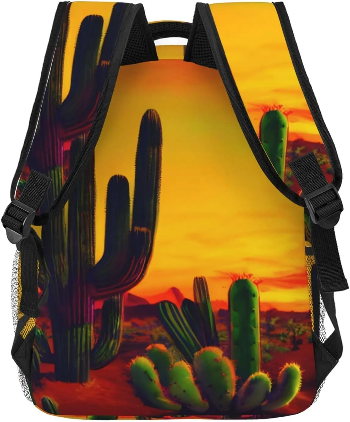 SSIMOO Cactus In Desert Leisure Lightweight Double-Shoulder Backpack,Simple Canvas, And Spacious Design