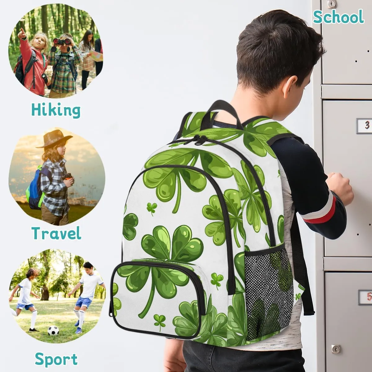 St. Patrick's Day Carry on Travel Backpack for Women Men Water resistant Lightweight Rucksack Backpack for Weekender Casual Work Hiking Green Shamrock