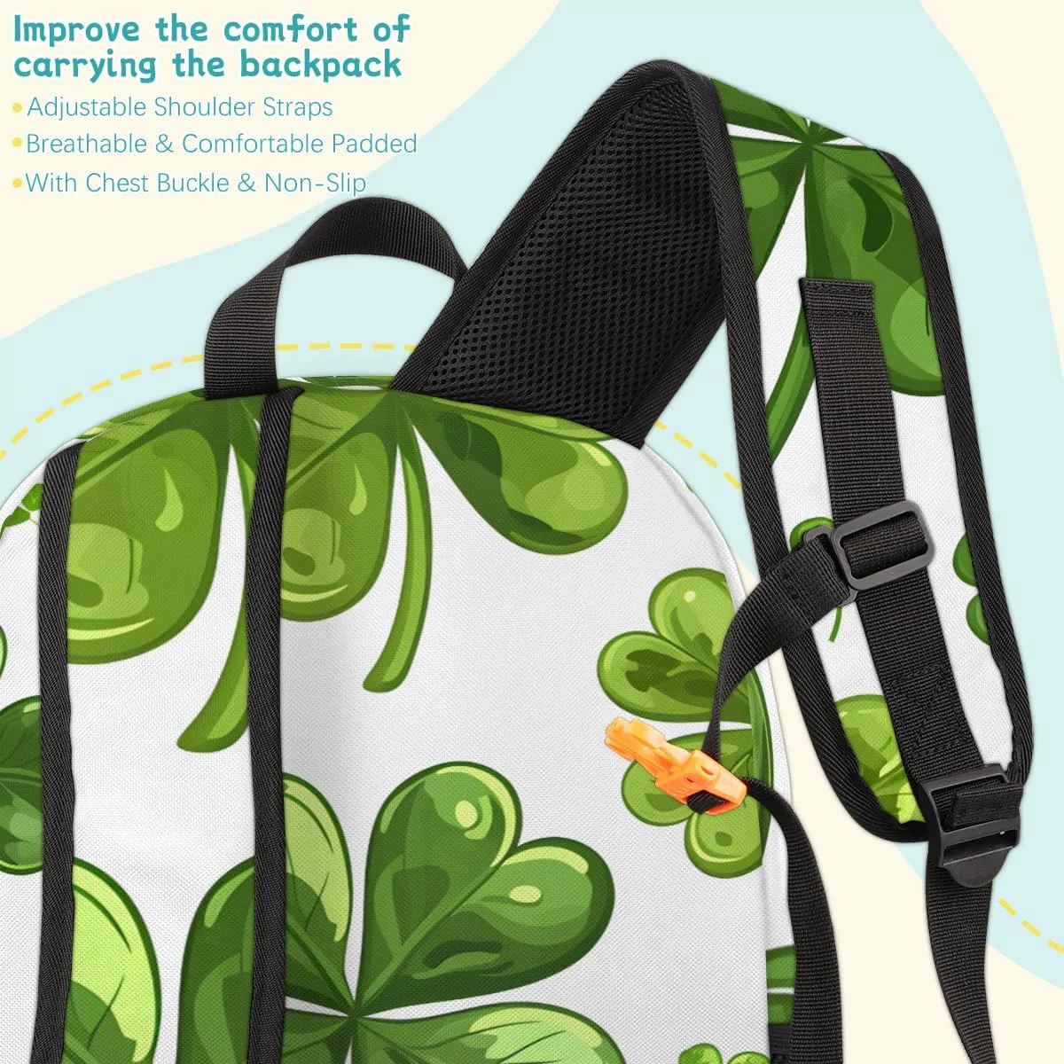 St. Patrick's Day Carry on Travel Backpack for Women Men Water resistant Lightweight Rucksack Backpack for Weekender Casual Work Hiking Green Shamrock