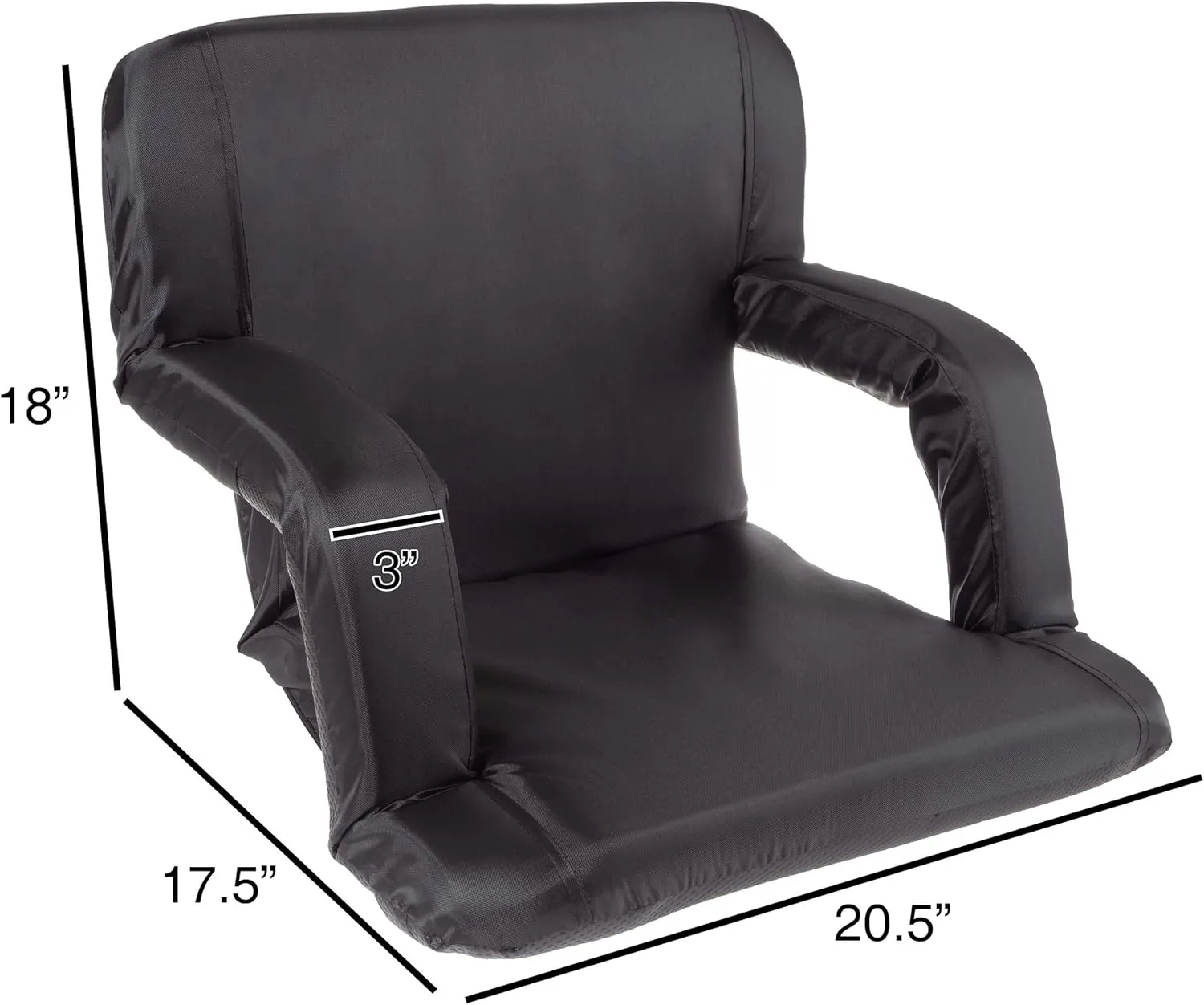 Stadium Seat Chair Collection - Wide Bleacher Cushion with Padded Back Support, Armrests, 6 Reclining Positions and Portable Carry Straps by Home-Complete