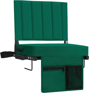 Stadium Seat for Bleachers with Back Support, Portable Bleacher Seat with Wide Comfy Padded Cushion, Metal Hook, Folding Stadium Chair with Shoulder Strap, Carry Handle, Cup Holder