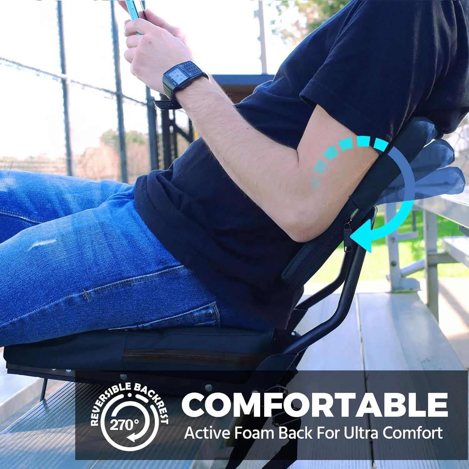Stadium Seats for Bleachers with Back Support,Stadium Seating for Bleachers with Comfy Padded Active Foam Backs,Portable Folding Stadium Chair with Shoulder Strap,Bleacher Chairs with Back