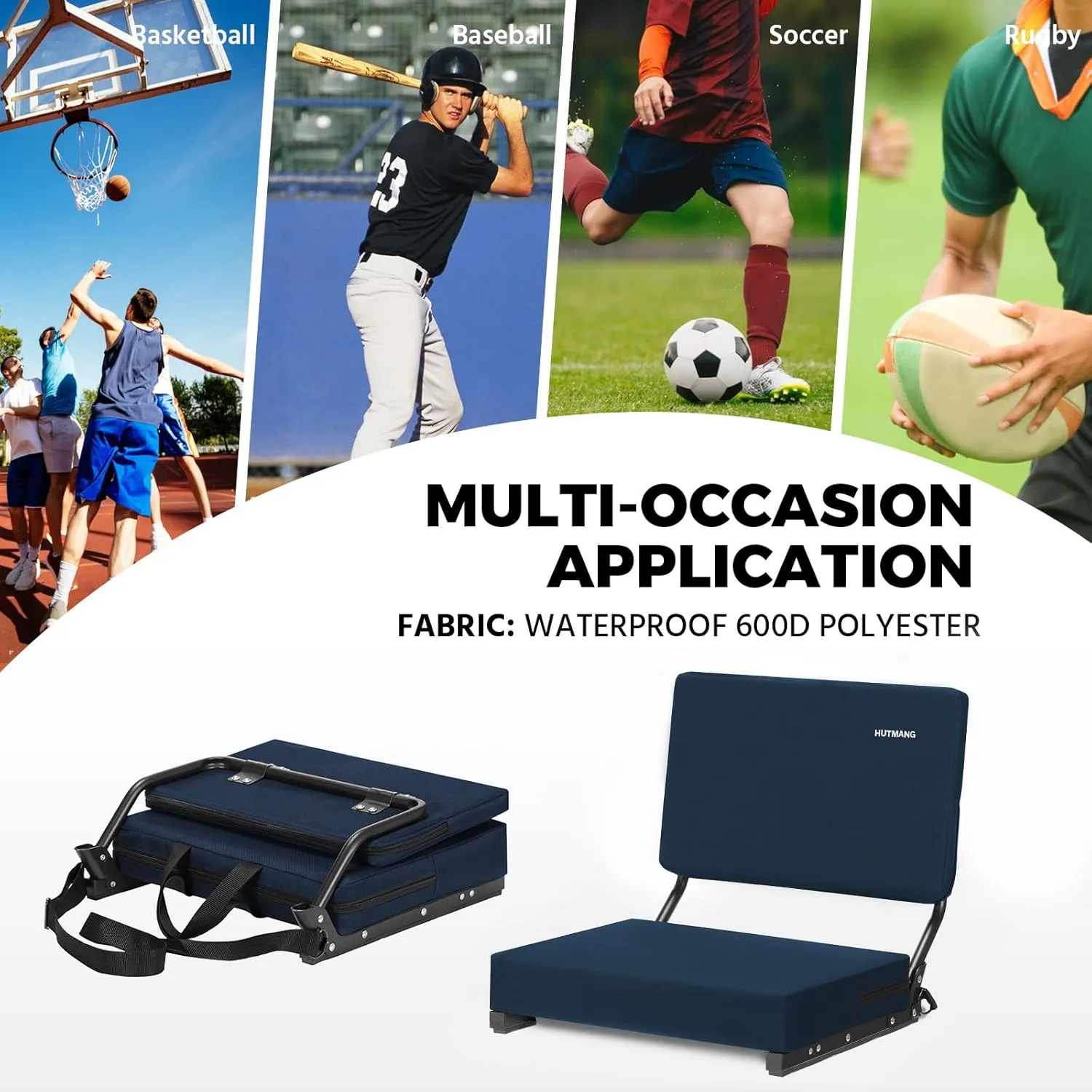 Stadium Seats for Bleachers with Back Support,Stadium Seating for Bleachers with Comfy Padded Active Foam Backs,Portable Folding Stadium Chair with Shoulder Strap,Bleacher Chairs with Back