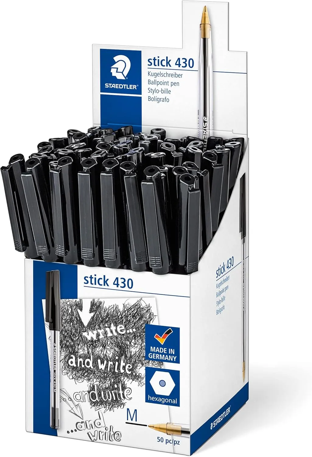 Staedtler Stick 430 M-9CP5 Ballpoint Pen Medium - Black (Box of 50)