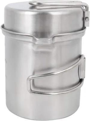 Stainless Steel Camping Pot, Portable Cookware Set for Outdoor Activities, Foldable Camping Cups with Handle, Storage Bag, Compact and Convenient, Camping, Hiking, Picnic