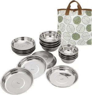 Stainless Steel Plates and Bowls Portable Cutlery for Home Fishing