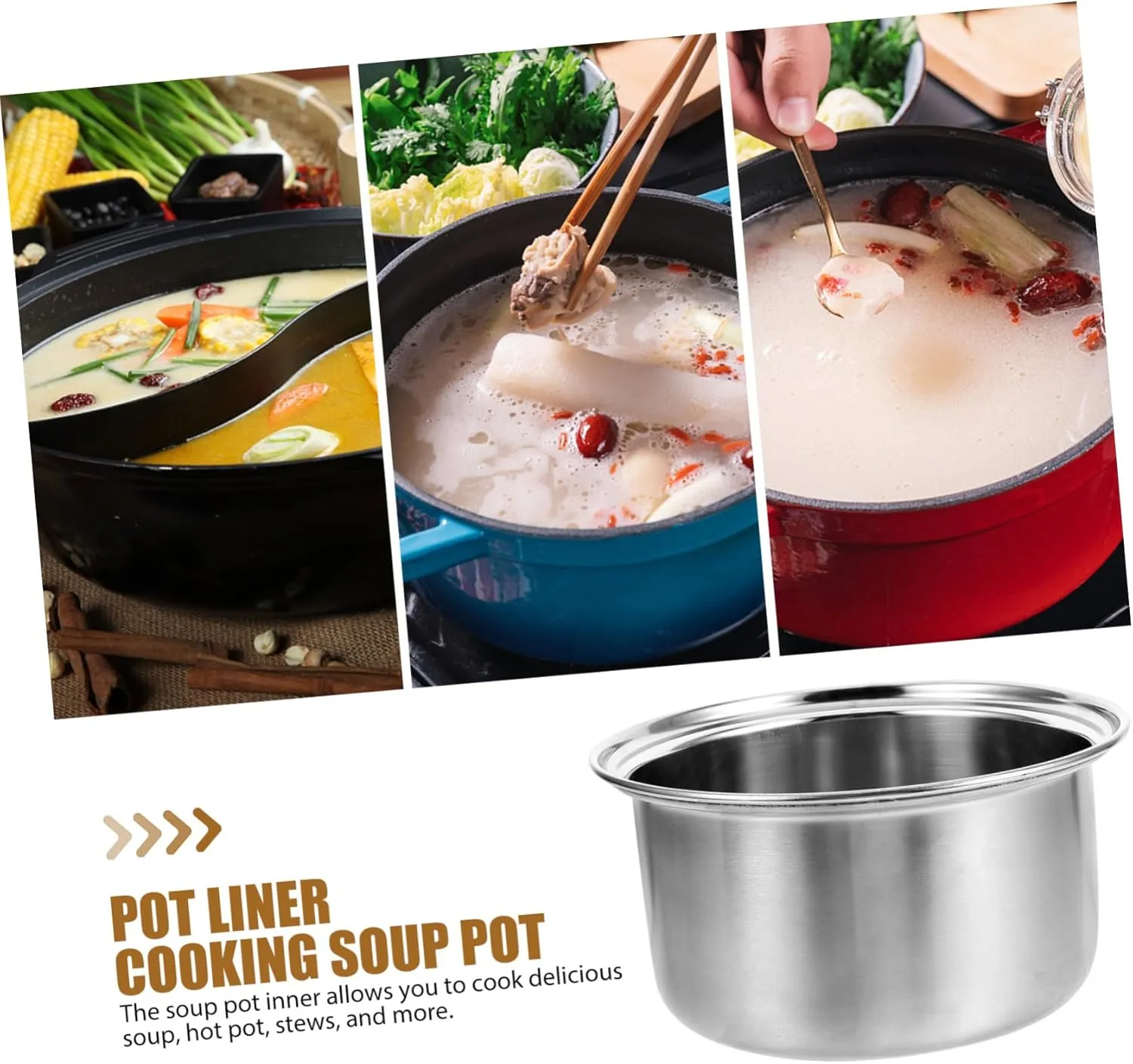 Stainless Steel Pot Liner for Cooking Compact Soup Pot Liner for Induction Cookers Stews and More Versatile Kitchen Cookware