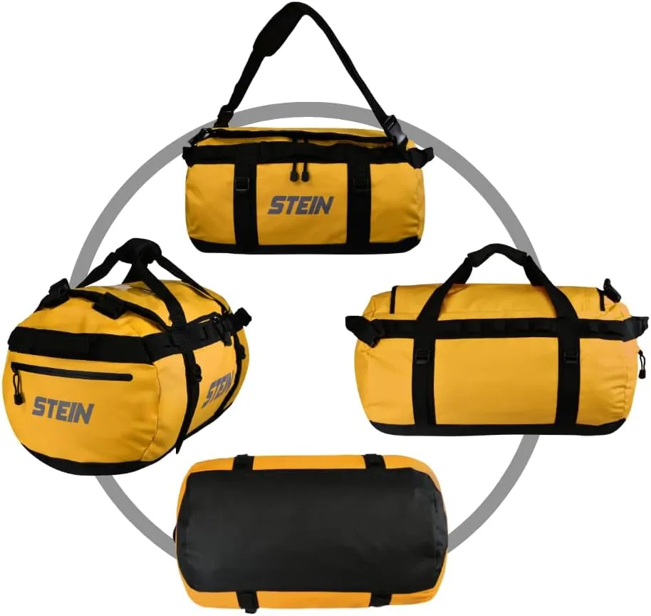 STEIN 40L, 70L, 90L Water Resistant Holdall Bag & Rucksack, Durable PVC for Outdoors, Camping, Sports, Watersports, Yellow, 90L