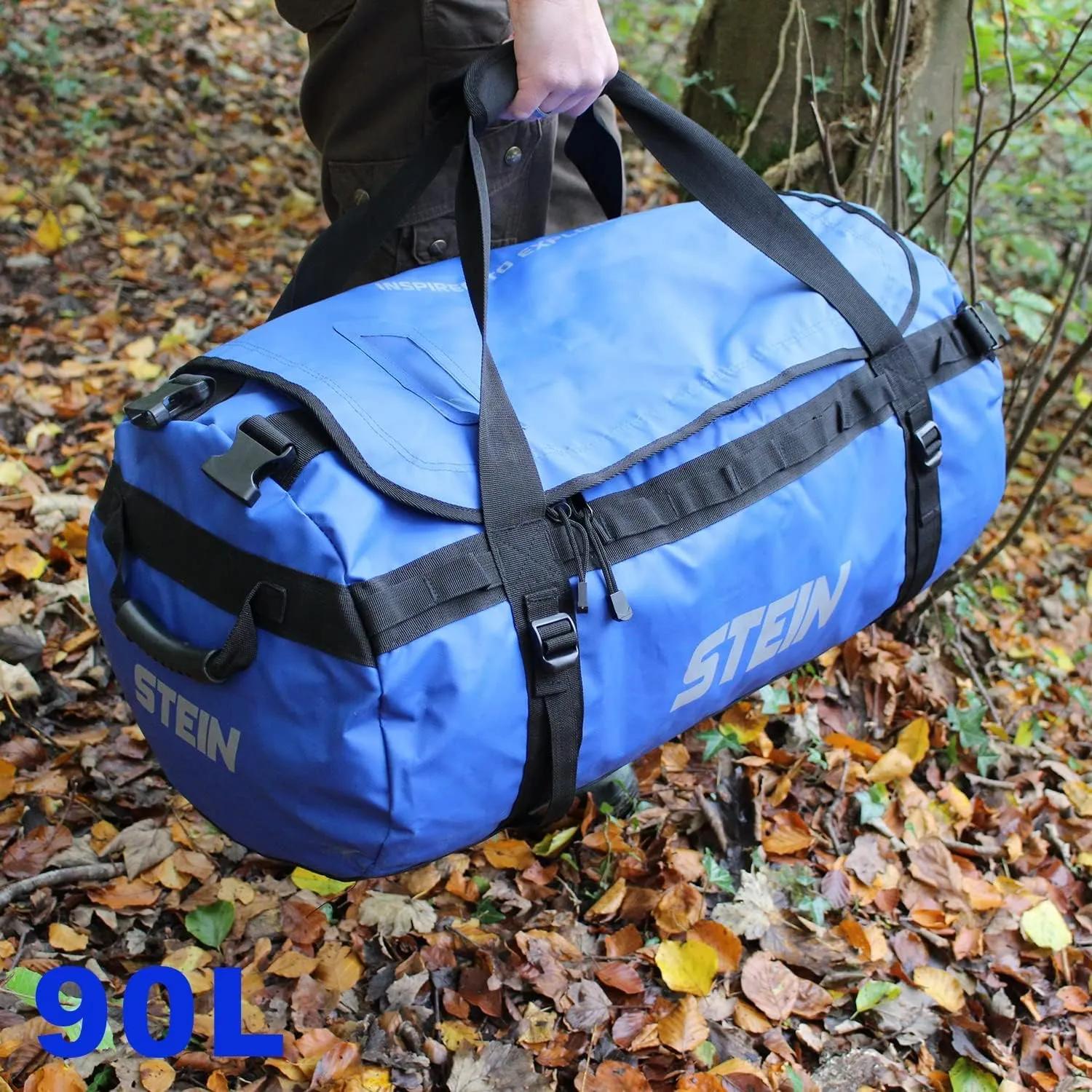STEIN 40L, 70L, 90L Water Resistant Holdall Bag & Rucksack, Durable PVC for Outdoors, Camping, Sports, Watersports, Yellow, 90L