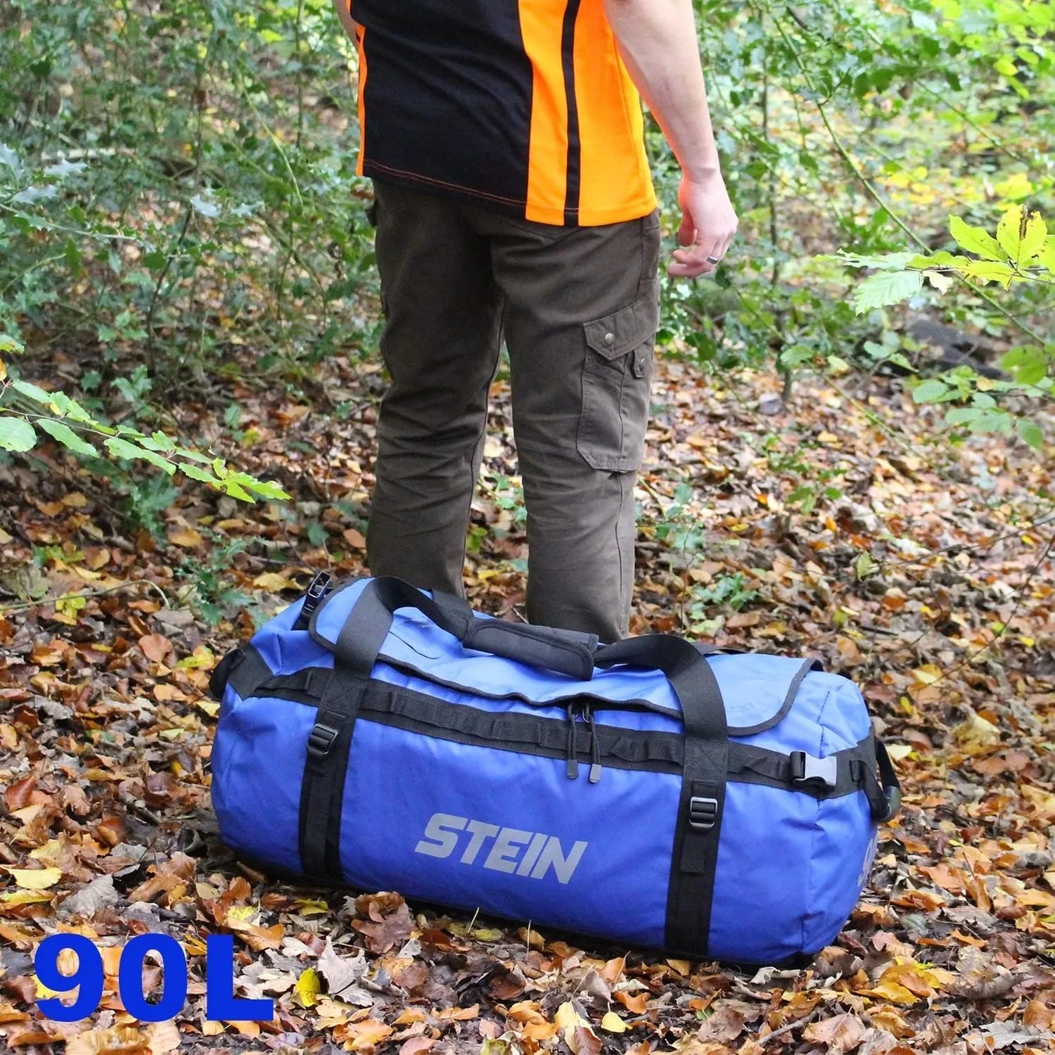 STEIN 40L, 70L, 90L Water Resistant Holdall Bag & Rucksack, Durable PVC for Outdoors, Camping, Sports, Watersports, Yellow, 90L