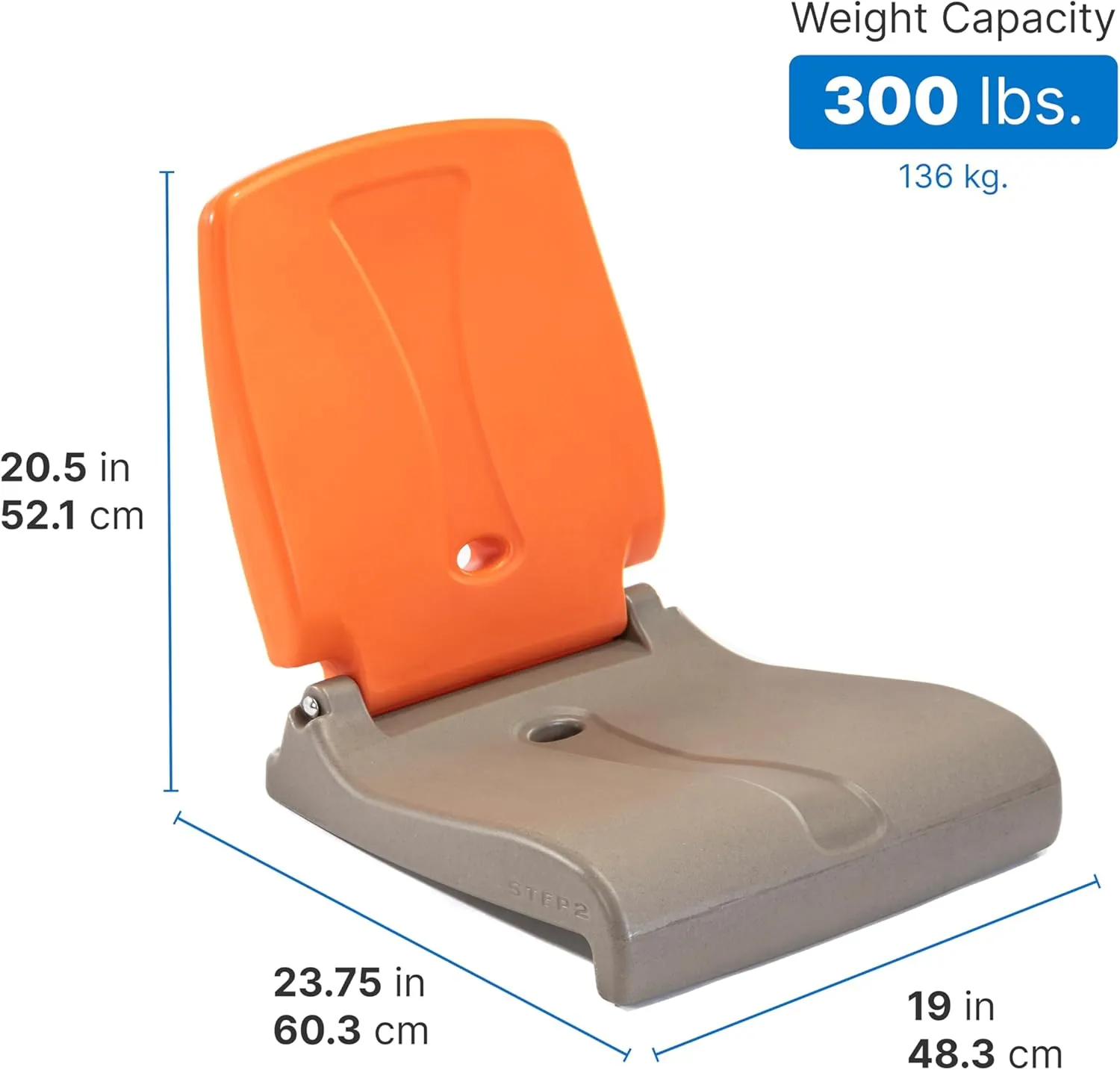 Step2 Foldable Adult Flip Seat, Portable Outdoor Chair for Poolside, Tailgating, Camping, Picnic Chair, Provides Back Support When Sitting on Ground, Brown & Orange