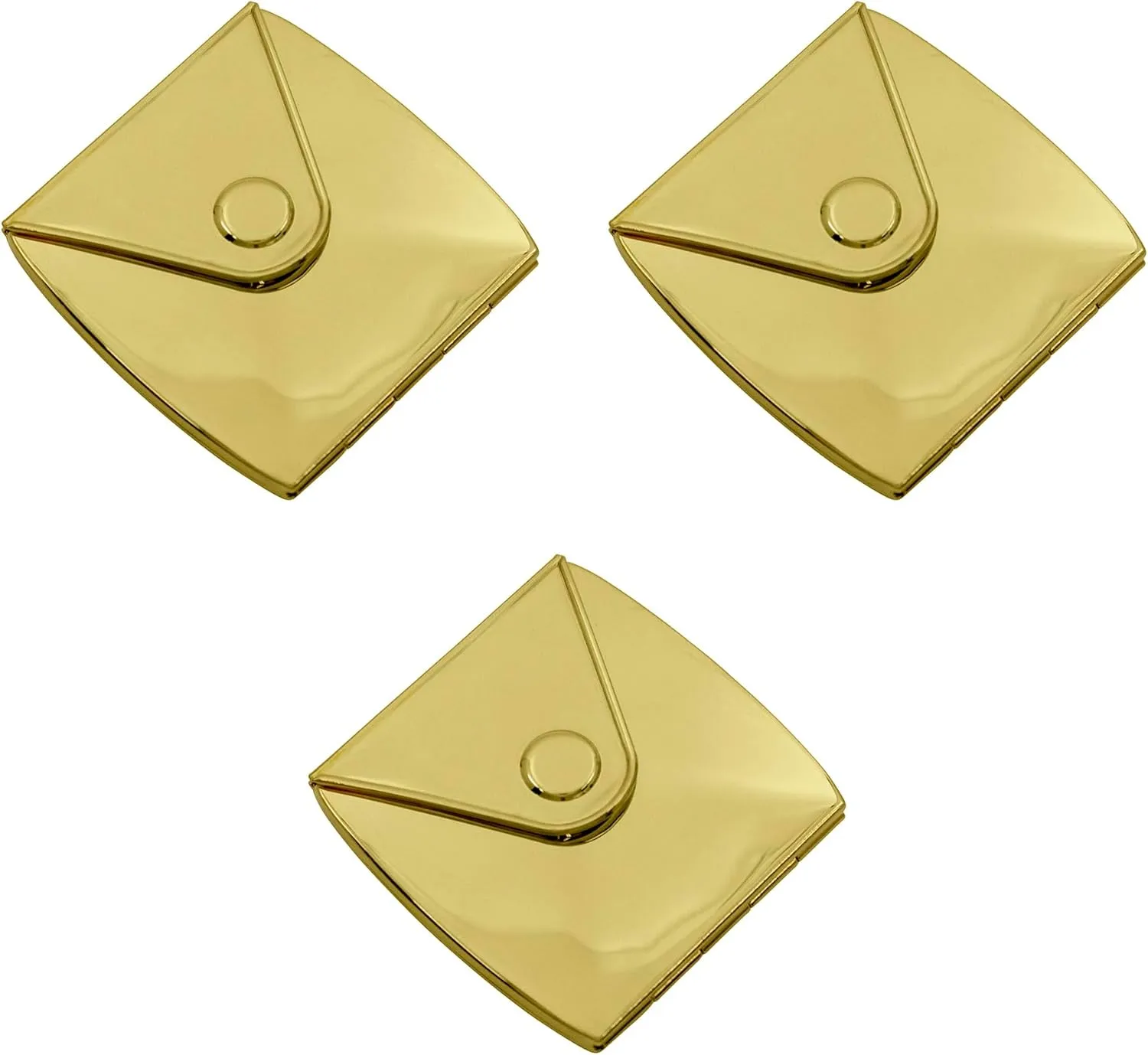 Stephanie Imports Set of 3 Double Sided Clutch Shaped Magnifying Compact Mirrors (Gold)